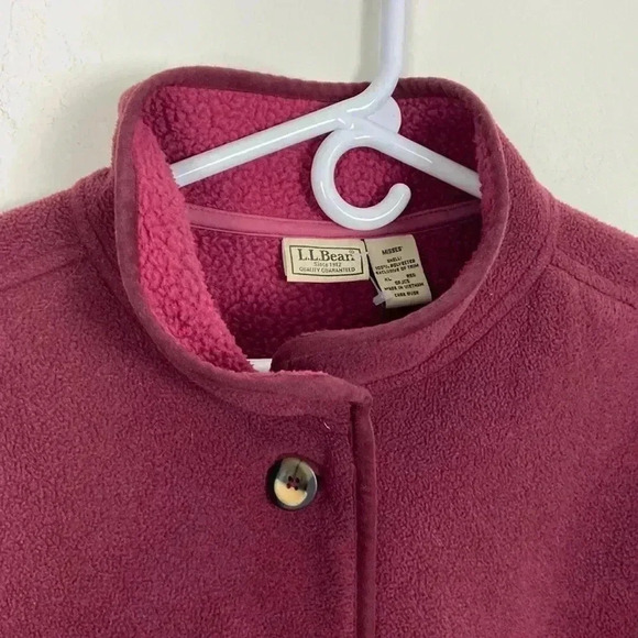 L.L. Bean Women XL Button-Down Fleece Coat Red Winter Casual Comfortable Jacket - Picture 3 of 9